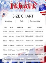 Ithalt 4th of July Outfit Kids Girls 9-10 Years Bigkid-longsleeve-bpink