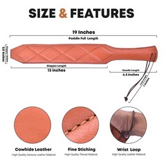 2 Pack Genuine Leather BDSM Set 3FT Tail 16 Plait Cowhide Spanking Paddle