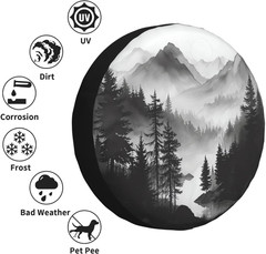Spare Tire Cover Mountain Lake Tree Landscape Wheel Covers Weatherproof Universa