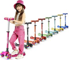Durable Mini Kids Scooter with Multi-Color Lights & Easy Lean-To-Steer Design