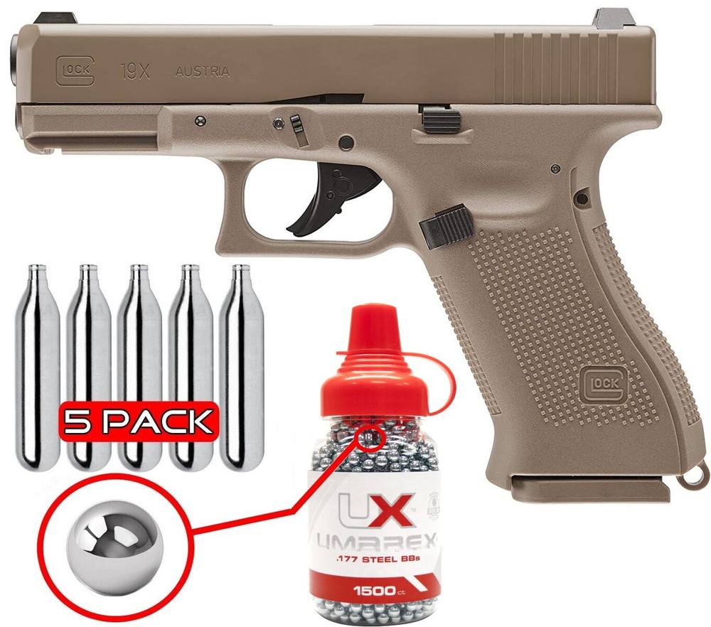 Umarex Glock 19X .177 Cal Air Pistol, Blowback w/ CO2 & BBs (2255212) Gen 5