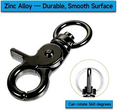 10PCS Trigger Snap Hooks 2.32» x 0.82» Zinc Alloy Black Swivel Snap Hooks H…