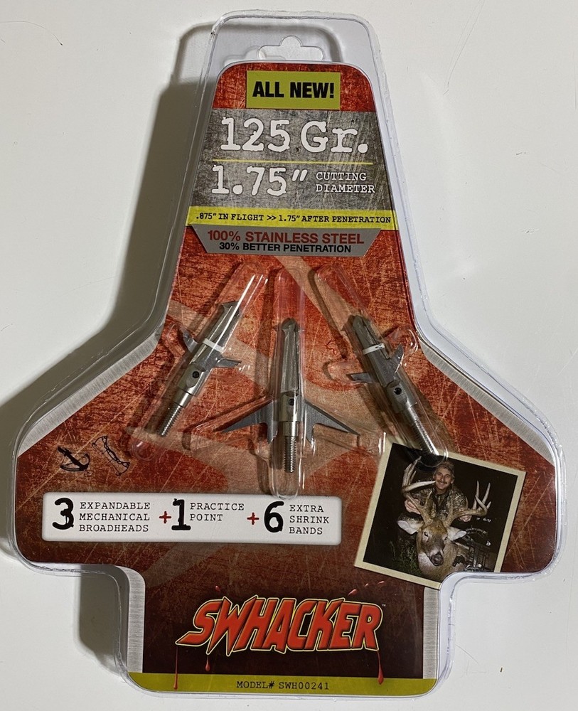 Swhacker Broadheads 2 Blade 125 Grain – 1.75” Cut Bowhunter New!