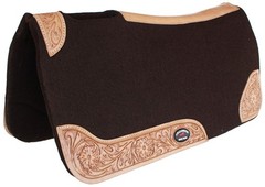 Horse SADDLE PAD Western Contoured Wool Felt Moisture Wicking Brown 39RT03