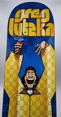 2004 Greg Lutzka «Gucci Suit» Almost Skateboard Deck Rare Vintage 7.5×31 inches