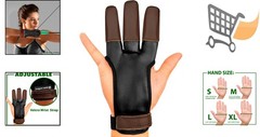 Archery Glove Faux Leather Three Finger Protective Fit for Hunting & Practice