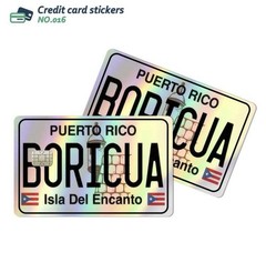 HOLOGRAPHIC REFLECTIVE BORICUA PUERTO RICO License Plate Skin Sticker Cover Set
