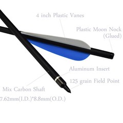 16-22 INCH Carbon Crossbow Bolts Screw In Tip Archery Arrow for Hunting Practice