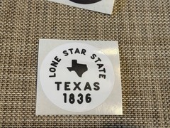 4 Texas Sticker Decal Round Lone Star State Black White 3 inch 1836 Shape Flag