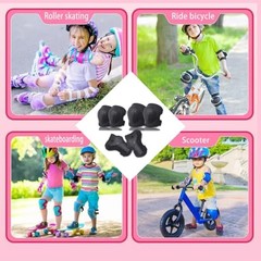 Knee Pads for Kids， Knee Pads and Elbow Pads Set Medium（6-12years） Black