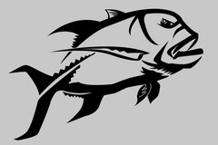 Handmade Fishing Vinyl Decal – Ulua / Giant Trevally 5 x 3.5″, 9 Color Choices!