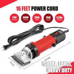 TAKEKIT 600W Horse Clippers 6 Speeds Heavy Duty
