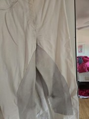 GOLDEN DRESS White Dressage Show Breeches. Full Leather Seat. 34 Long.
