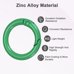 12-Pack Metal Spring O Rings, 5/8″ Zinc Alloy Keyring Buckle [Dark Green]