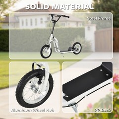 Dual Brakes Kick Scooter 12-Inch Inflatable Front Wheel Ride On Toy For Age 5+