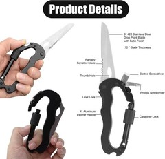 Multitool Carabiner with Pocket Knife Keychain Clip Screwdriver Bottle Opener US
