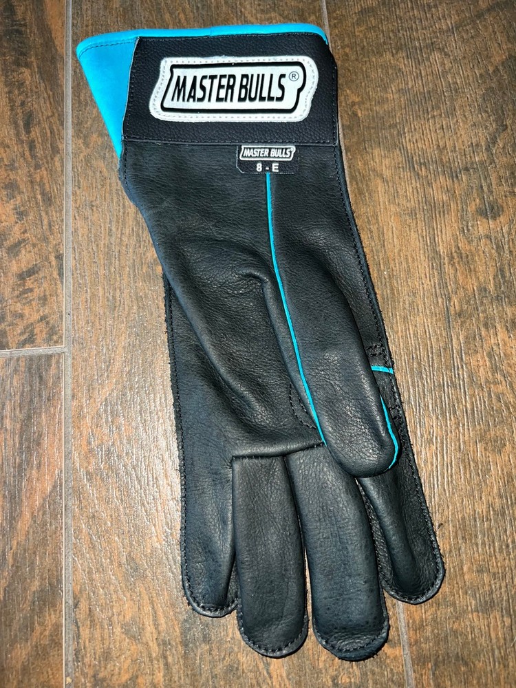 Bull Riding Glove Adult Left Hand – Brazilian Made- Master Bulls Black & Turquoi