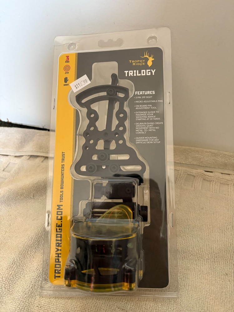 New Trophy Ridge Trilogy 3 Pin .019 Archery Bow Sight RH