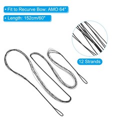 Bow String Replacement,12 Strands Bowstring for AMO 64″ Traditional Bow, Black