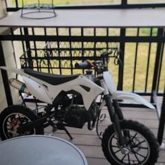 49cc 2-Stroke Engine Kick Start Mini Dirt Bike/Pit Bike, White/Black