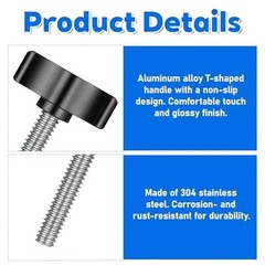 4 Pcs 1/4-20 x 1-1/4 Inch Thumb Screw, Black Wing Knob Bolt, Stainless Steel