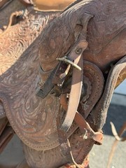 Billy Royal Vintage Show Saddle Simco Tex Tan Leather Western Hand Tool Brass