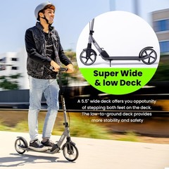 Aero Big Wheels Kick Scooter For Kids 6+, Teens & Adults, Light Up Wheels