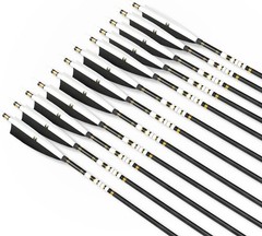 AF 500Spine Carbon Mix Arrows 31.5″12Pcs Black White Feather 8mm Recurve Hunting