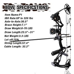 Compound Bow Package for Adults and Teens, 0-70 Lbs Draw Weight,23.5″-31″ Dra…