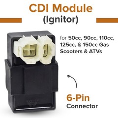 CDI Module (Ignitor) for 50cc, 90cc, 110cc, 125cc, & 150cc Scooter – 6 Pin