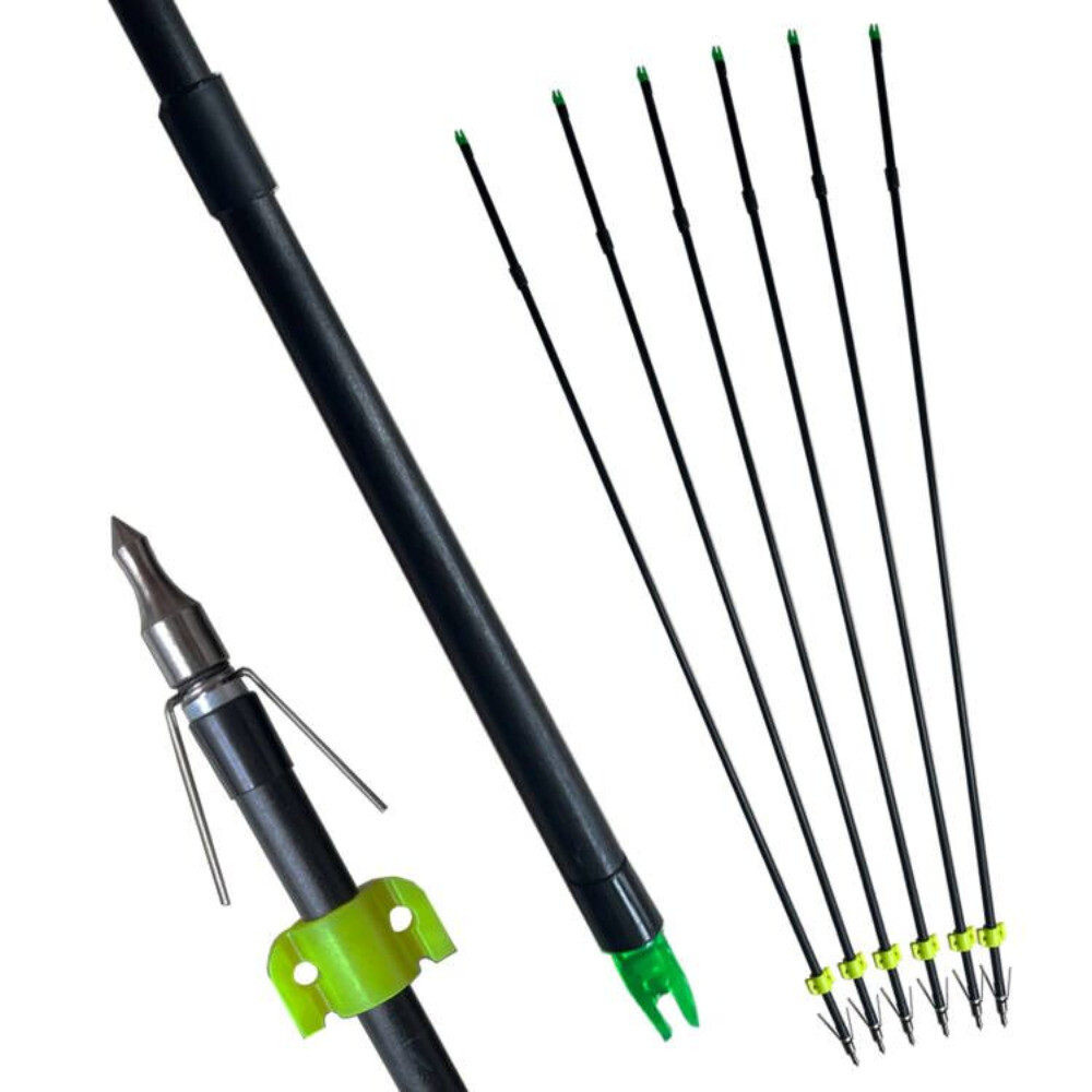 6pcs 30″ Arrows Bowfishing with Steel Replaceable Torpedo Tip Fish Broadheads