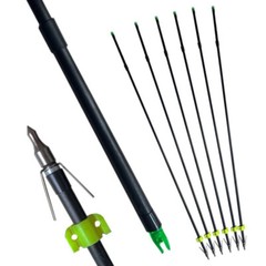 6pcs 30″ Arrows Bowfishing with Steel Replaceable Torpedo Tip Fish Broadheads