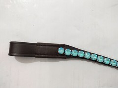 Sky Blue Browband with Crystal Bling Horse For Show & Dressage Bridle.
