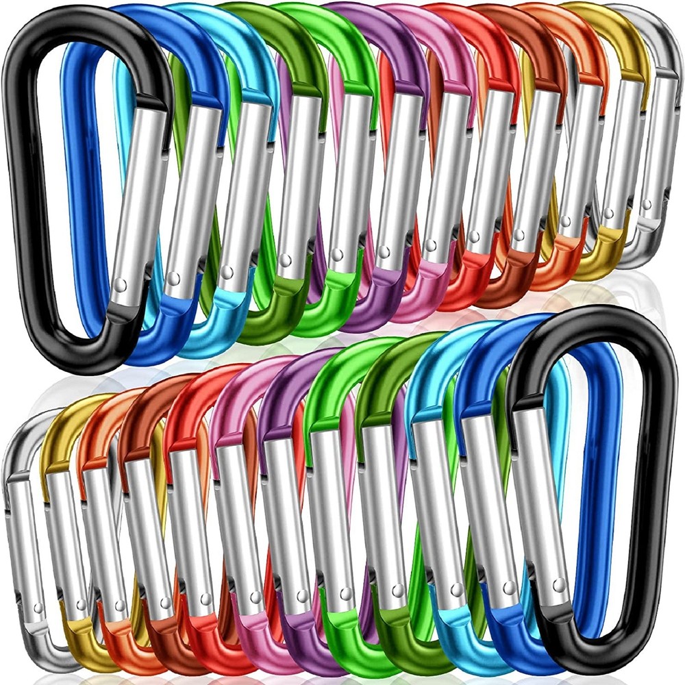 50-200 PCS Aluminum Carabiner D Shape Spring Clip Snap Key Hook Keychain Buckle
