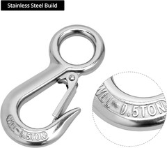 4 Pack 304 Stainless Steel Safety Snap Hooks 4 5/8in Fast Eye 1100lb Heavy Loads