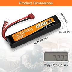 11.1V 2000mAh Airsoft Battery LiPo Rechargeable Hobby w/ Mini Tamiya Connector