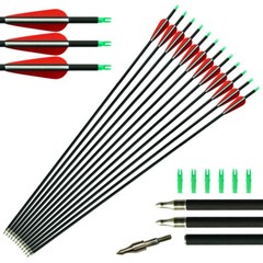 6/12PCS 31″ Carbon Arrows Hunting Archery Target Arrow Practice Shooting 6 Color