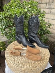 TONY LAMA MEN’S NACOGDOCHES TEJU LIZARD WESTERN BOOTS Men’s 8.5 Black From 1980s