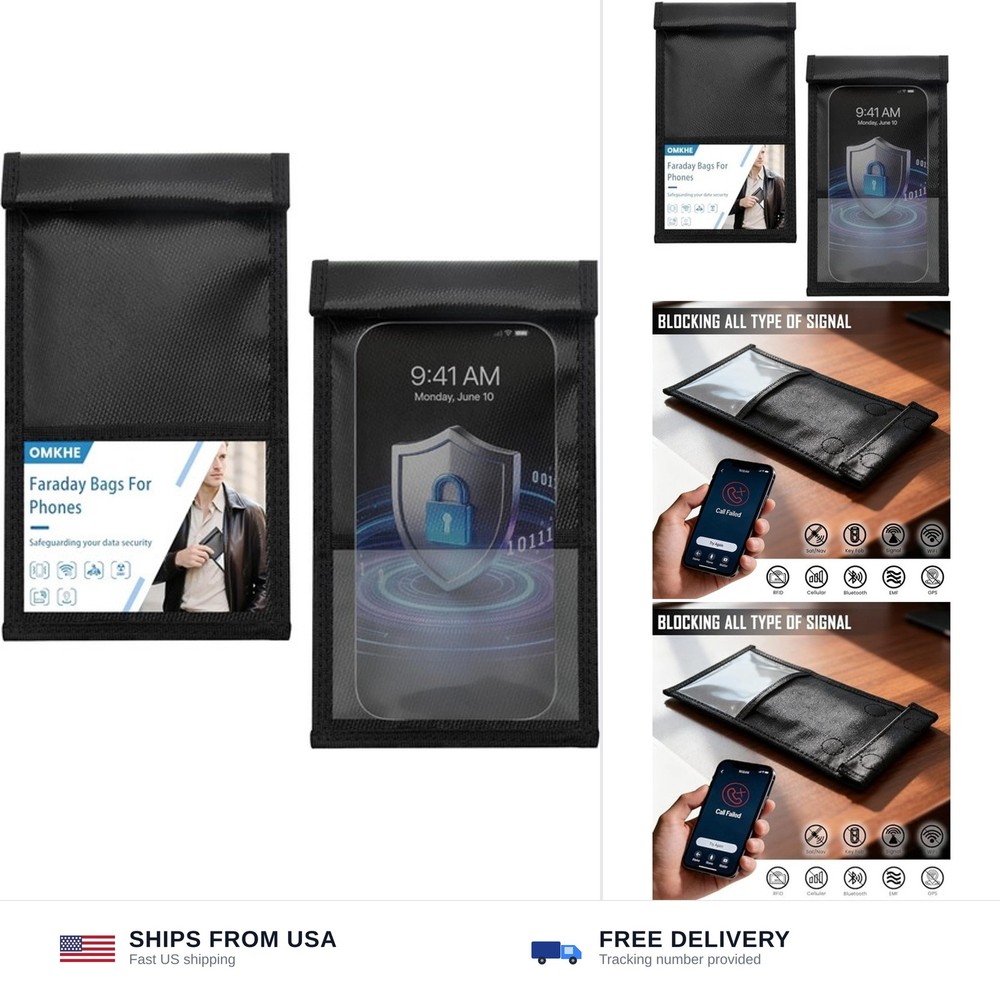 2 Pack Military Grade Faraday Bags for Smartphones | Signal Blocking; Magneti…