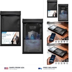 2 Pack Military Grade Faraday Bags for Smartphones | Signal Blocking; Magneti…