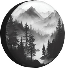 Spare Tire Cover Mountain Lake Tree Landscape Wheel Covers Weatherproof Universa