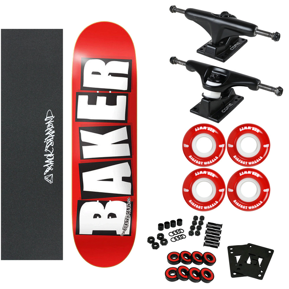 Baker Skateboard Complete Logo Red/White 8.0″ with 83A Soft Wheels