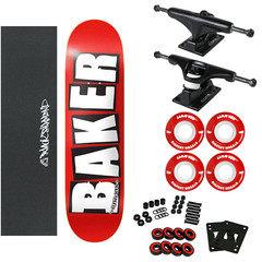 Baker Skateboard Complete Logo Red/White 8.0″ with 83A Soft Wheels