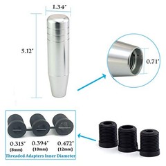 5.12″ Weighted Gear Knob Shifter Handle, Aluminum Alloy Car Stick Shift Silver