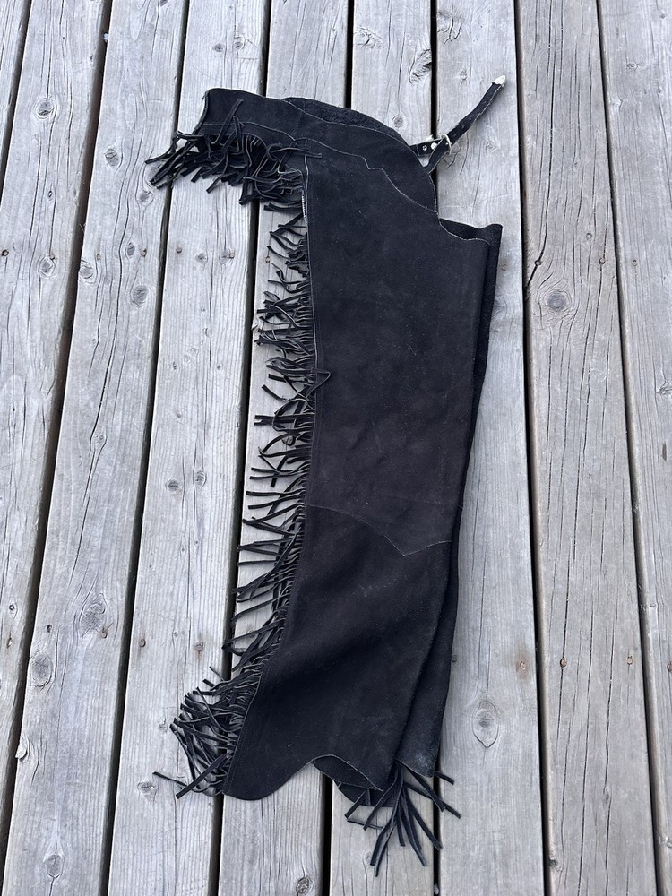 Adult Large Black Leather Western Show Chaps