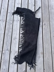 Adult Large Black Leather Western Show Chaps