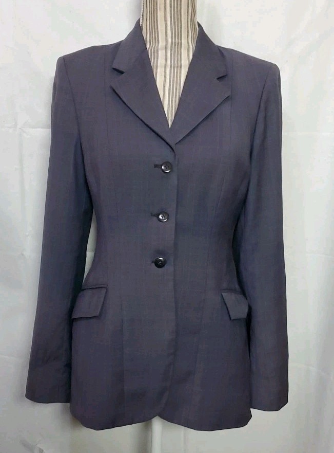 Grand Prix Women Wool Equestrian Show Jacket Blazer Size US 2 Purple Riding Flaw