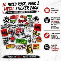 20 Mixed Rock Punk Metal Sticker Pack Band Logos Skulls Music Art Laptop Decals