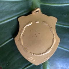 Vtg Gold Tone Archery Archer & Eagle Sagittarius Shield Shaped Medal Charm Italy