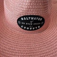Saltwater Cowboys Shem Creek Pink Straw Cowboy Hat Sun Cap Low Country SC